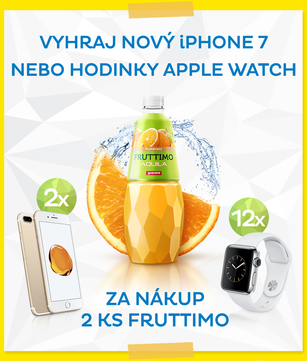 Vyhraj nový iPhone nebo hodinky Apple Watch za nákup 2 ks Fruttimo